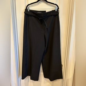 Ann Taylor Womens Black Belted Marina Wide Leg Ankle Pants Size 12 NWT